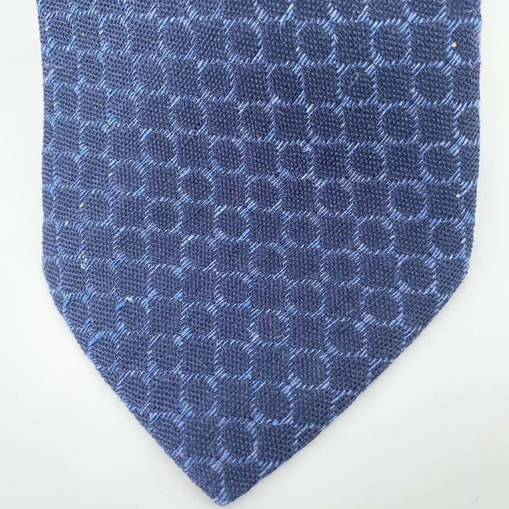 Eton Tie Mens One Size Blue Navy Patterned Silk Blend Necktie Italy Made NWT